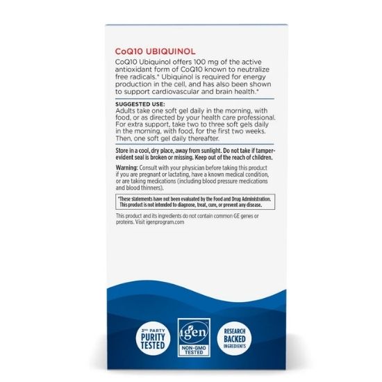 CoQ10 Ubiquinol, 100mg, 60 softgels, Nordic Naturals - Vitax.ro