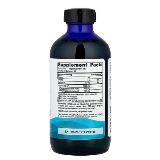 Omega-3, 1560mg Lemon 237 ml, Nordic Naturals - Vitax.ro