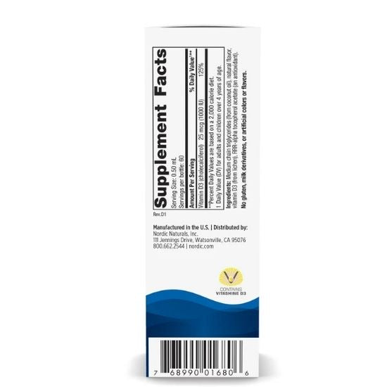 Vitamin D3 Vegan, 1000 IU, 30 ml, Nordic Naturals - Vitax.ro