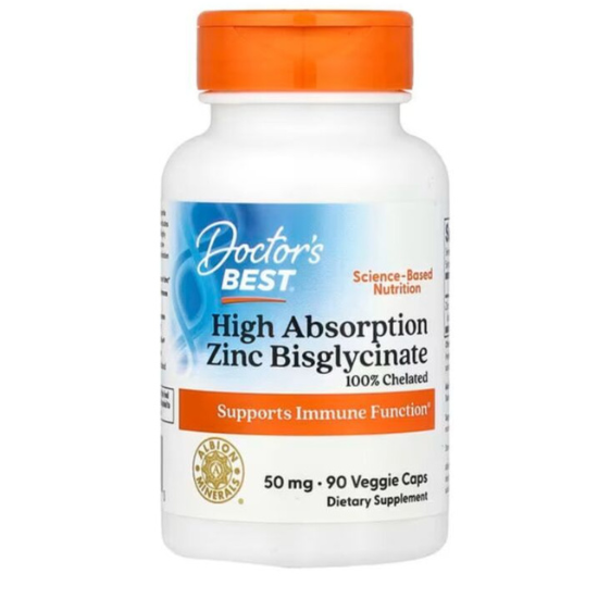High Absorption Zinc Bisglycinate, 50mg, 90 vcaps, Doctor's Best - Vitax.ro