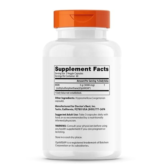 MSM with OptiMSM Vegan, 1000mg, 180 vcaps, Doctor's Best - Vitax.ro