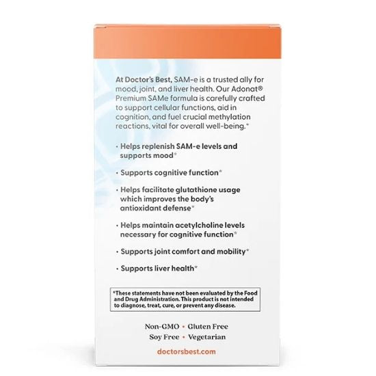 SAM-e, 400mg Double-Strength, 60 tablets, Doctor's Best - Vitax.ro