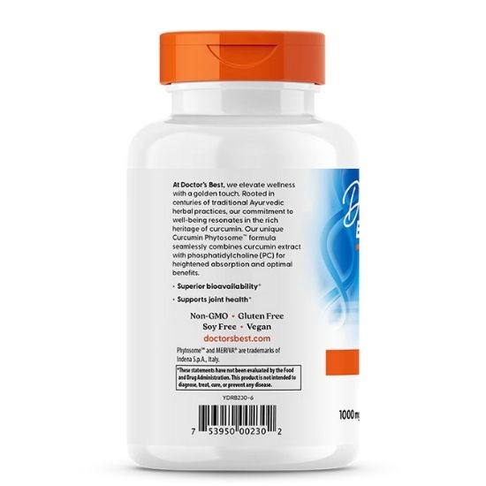 Curcumin Phytosome cu Meriva, 500mg, 180 vcaps, Doctor's Best - Vitax.ro