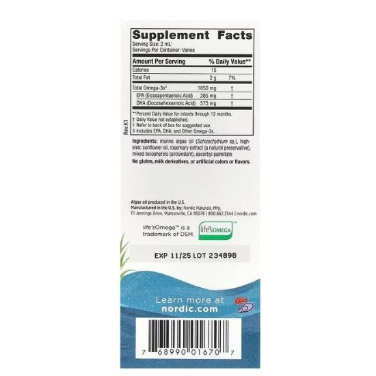 Baby's DHA Vegetarian, 1050mg, 30 ml, Nordic Naturals - Vitax.ro