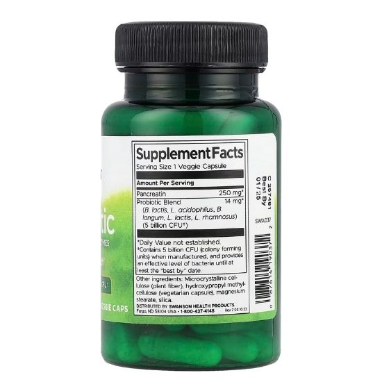 Probiotic with Digestive Enzymes, 60 vcaps, Swanson - Vitax.ro