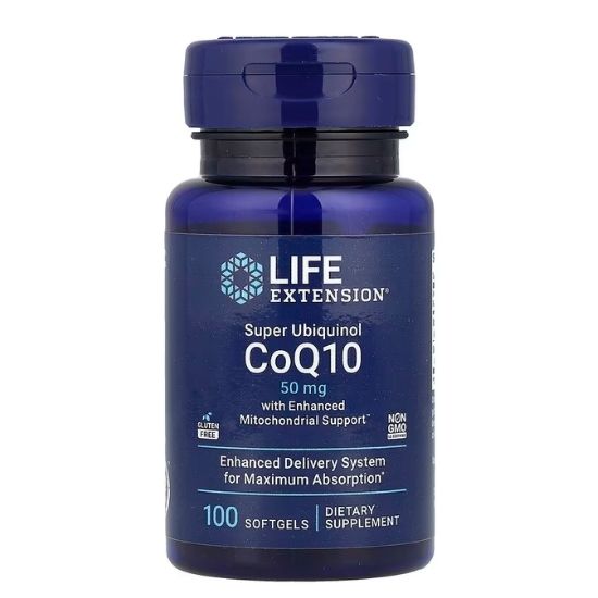 Super Ubiquinol CoQ10 with Enhanced Mitochondrial Support, 50mg, 100 softgels, Life Extension - Vitax.ro