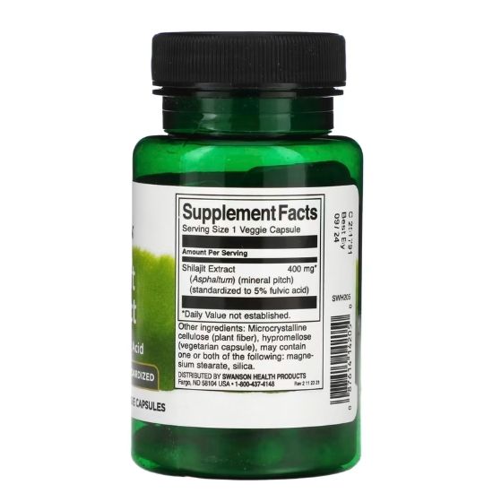 Shilajit Extract, 400mg, 60 vcaps, Swanson - Vitax.ro