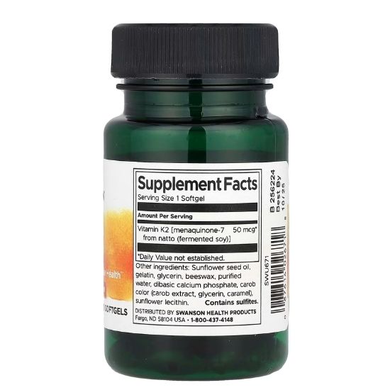 Vitamin K-2 - Natural, 50mcg, 30 softgels, Swanson - Vitax.ro