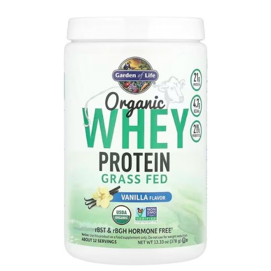 Organic Whey Protein Grass Fed, Vanilla, 378g, Garden of Life - Vitax.ro