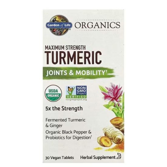 Mykind Organics Maximum Strength Turmeric, 30 vegan tabs, Garden of Life - Vitax.ro