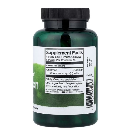 Full Spectrum Cinnamon, 375mg, 180 caps, Swanson - Vitax.ro