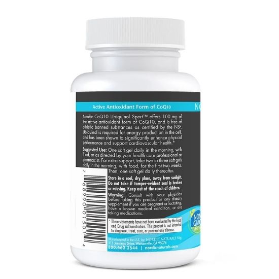 Nordic CoQ10 Ubiquinol Sport, 100mg, 60 softgels, Nordic Naturals - Vitax.ro