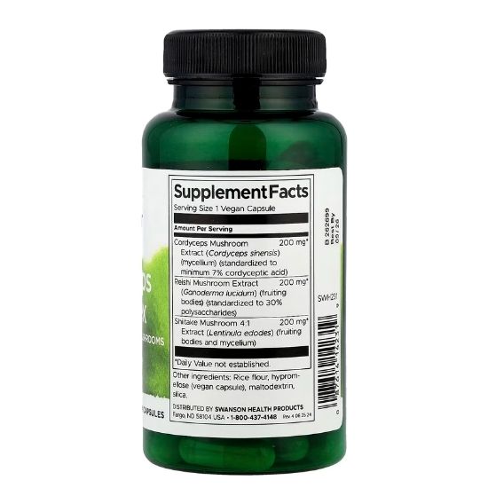 Cordyceps Complex with Reishi and Shiitake Mushrooms, 60 vcaps, Swanson - Vitax.ro