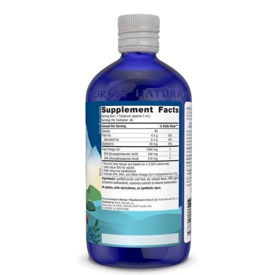 Arctic Cod Liver Oil, 1060mg, Orange, 473 ml, Nordic Naturals - Vitax.ro