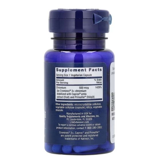 Optimized Chromium with Crominex 3+, 500mcg, 60 vcaps, Life Extension - Vitax.ro