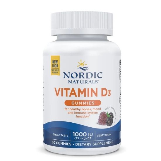 Vitamin D3 Gummies, 1000 IU Wild Berry, 60 gummies, Nordic Naturals - Vitax.ro