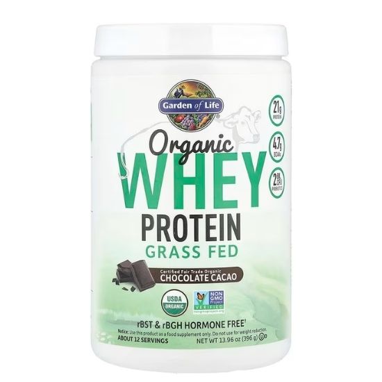 Organic Whey Protein Grass Fed, Chocolate Cacao, 396g, Garden of Life - Vitax.ro