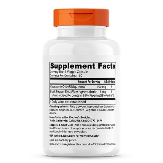 High Absorption CoQ10 cu BioPerine, 100mg, 60 vcaps, Doctor's Best - Vitax.ro