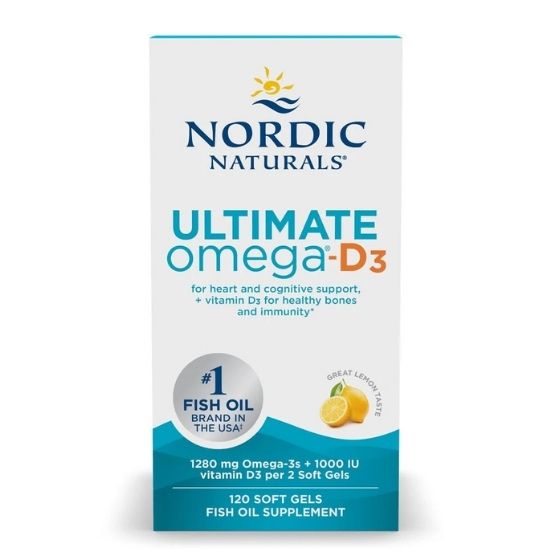 Ultimate Omega-D3, 1280mg Lemon, 120 solfgels, Nordic Naturals - Vitax.ro