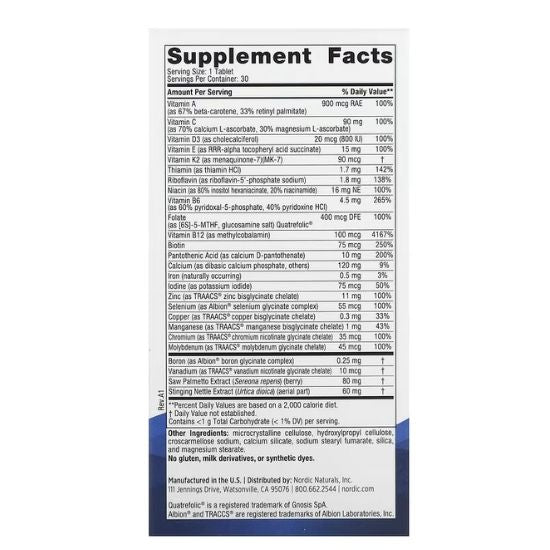 Men's Multivitamin One Daily, 30 tablets, Nordic Naturals - Vitax.ro
