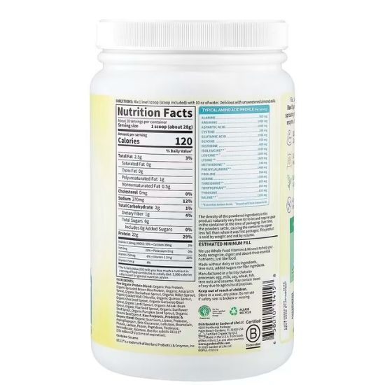 Raw Organic Protein, Unflavored, 560g, Garden of Life - Vitax.ro