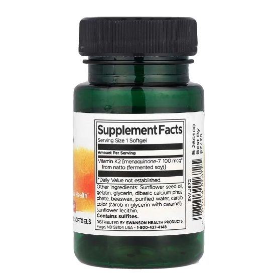 Vitamin K-2 - Natural, 100mcg, 30 softgels, Swanson - Vitax.ro