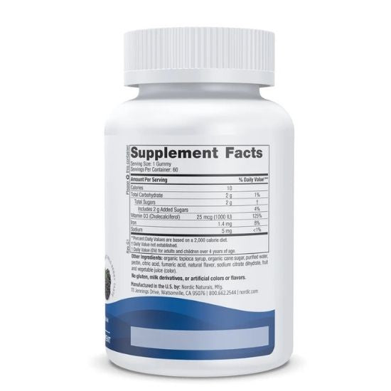 Vitamin D3 Gummies, 1000 IU Wild Berry, 60 gummies, Nordic Naturals - Vitax.ro