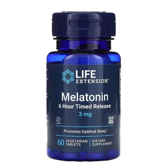 Melatonin 6 Hour Timed Release, 3mg, 60 vegetarian tabs, Life Extension - Vitax.ro