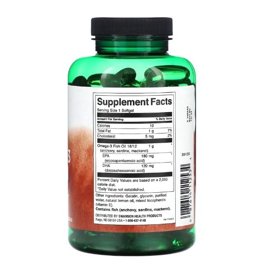 Omega-3 Fish Oil, Lemon, 150 softgels, Swanson - Vitax.ro