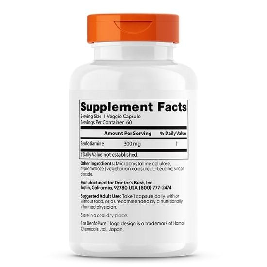 Benfotiamine with BenfoPure, 300mg, 60 vcaps, Doctor's Best - Vitax.ro