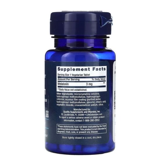 Melatonin 6 Hour Timed Release, 3mg, 60 vegetarian tabs, Life Extension - Vitax.ro