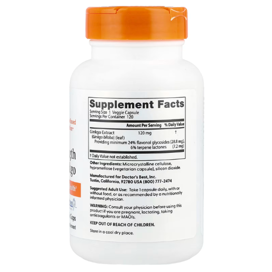 Extra Strength Ginkgo, 120mg, 120 vcaps, Doctor's Best