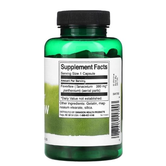 Feverfew, 380mg, 100 caps, Swanson - Vitax.ro