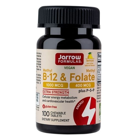 Methyl B-12 & Methyl Folate, 400mcg Lemon, 100 Lozenges, Jarrow Formulas - Vitax.ro