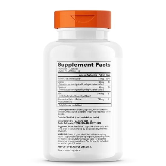 Synergistic Glucosamine MSM Formula cu OptiMSM, 180 caps, Doctor's Best - Vitax.ro