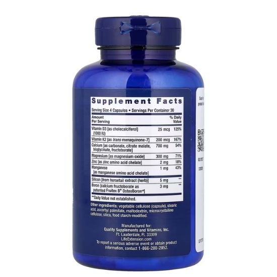 Bone Restore with Vitamin K2, 120 caps, Life Extension - Vitax.ro