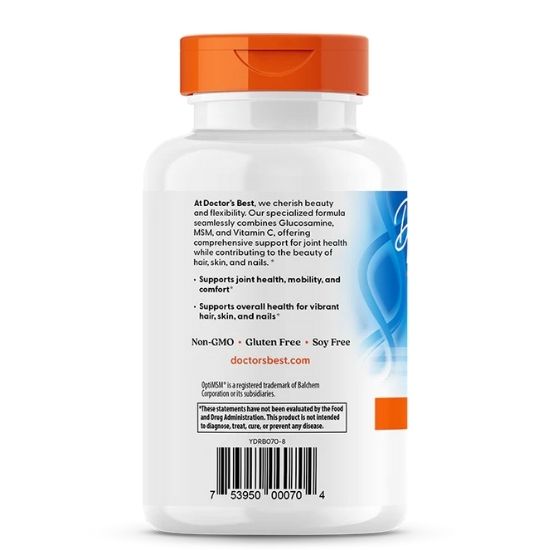 Synergistic Glucosamine MSM Formula cu OptiMSM, 180 caps, Doctor's Best - Vitax.ro