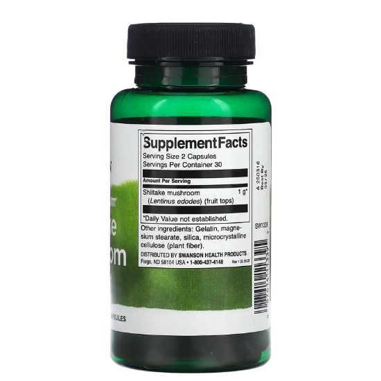 Shiitake Mushroom, 500mg, 60 caps, Swanson - Vitax.ro