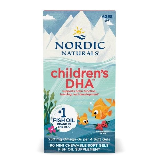 Children's DHA, 250mg, Strawberry, 90 softgels, Nordic Naturals - Vitax.ro