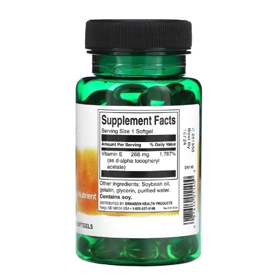 Vitamin E, 400 IU Natural, 100 softgels, Swanson - Vitax.ro