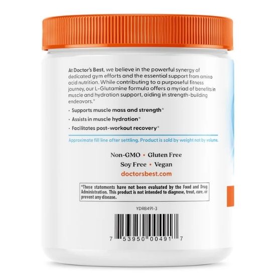 Pure L-Glutamine Powder, 300g, Doctor's Best - Vitax.ro