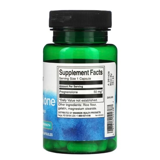Pregnenolone, 50mg Super-Strength, 60 caps, Swanson - Vitax.ro