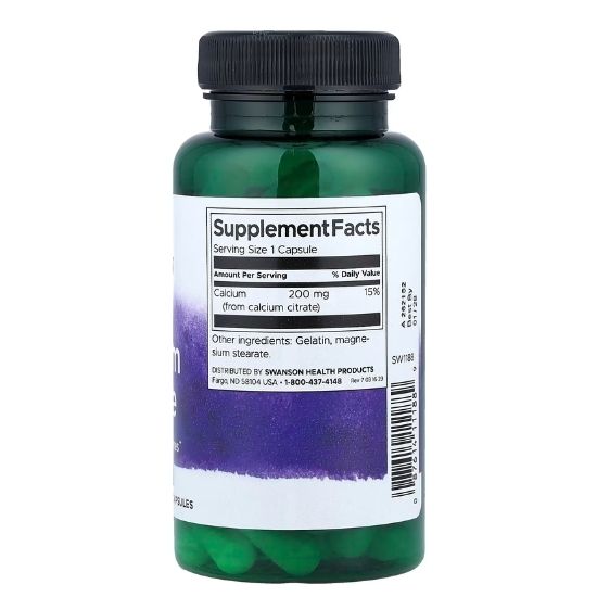 Calcium Citrate, 200mg, 60 caps, Swanson - Vitax.ro