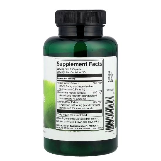 Valerian, Chamomile & Hops, 60 caps, Swanson - Vitax.ro