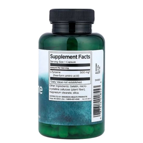 L-Tyrosine, 500mg, 100 caps, Swanson - Vitax.ro