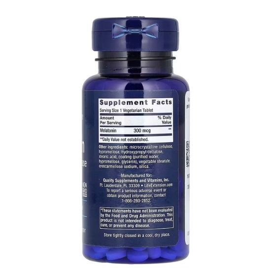 Melatonin 6 Hour Timed Release, 300mcg, 100 vegetarian tabs, Life Extension - Vitax.ro
