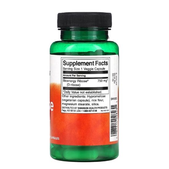 Ribose, 750mg, 60 vcaps, Swanson - Vitax.ro
