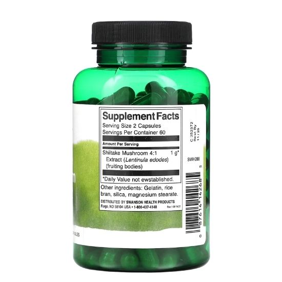 Shiitake Mushroom Extract, 500mg, 120 caps, Swanson - Vitax.ro