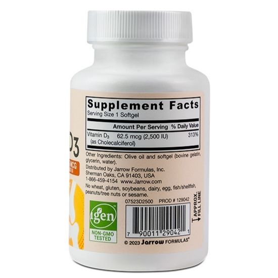 Vitamin D3, 2500 IU, 100 softgels, Jarrow Formulas - Vitax.ro