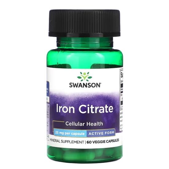 Iron Citrate, 25mg, 60 vcaps, Swanson - Vitax.ro